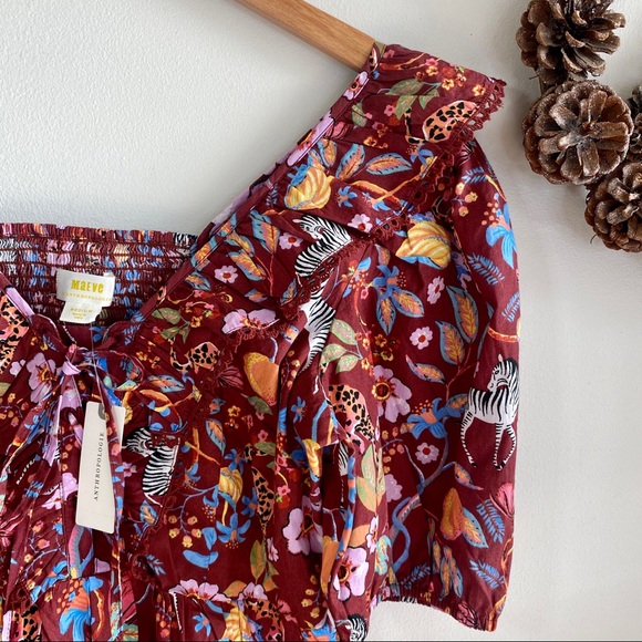 NWT MAEVE by Anthropologie Novelty Print Top Medium - Picture 4 of 10